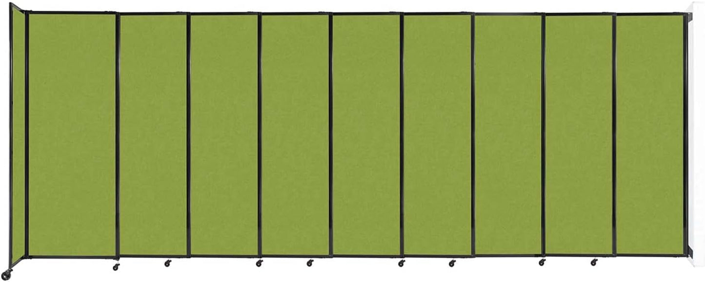 Wall-Mounted Sliding StraightWall Room Divider | Adjustable Widths | Locking Wheels | Room Separator | Up to 19'9" Wide x 7'6" Tall Lime Green Fabric Panels