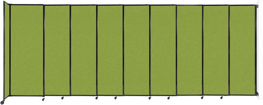 Wall-Mounted Sliding StraightWall Room Divider | Adjustable Widths | Locking Wheels | Room Separator | Up to 19'9" Wide x 7'6" Tall Lime Green Fabric Panels