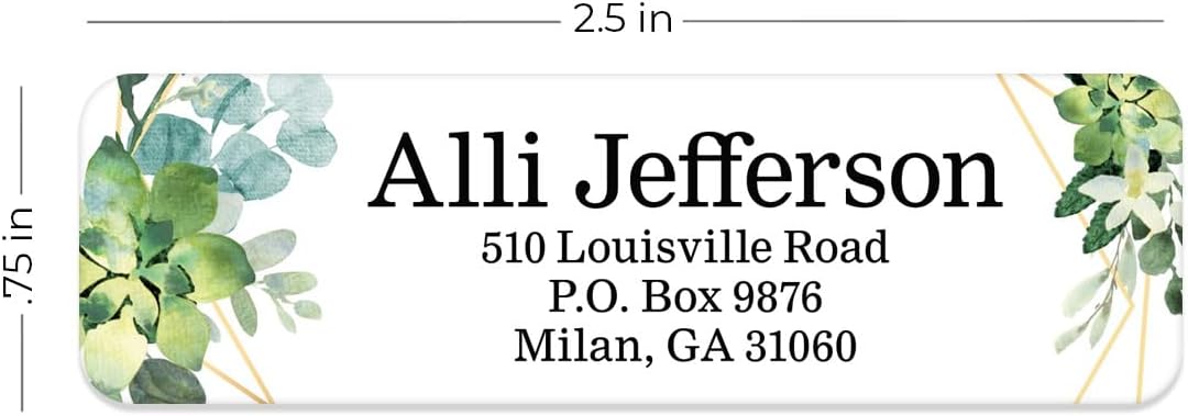 Clear Floral Greenery Rolled Address Labels / 500 Personalized Return Address Labels/Custom Address Stickers in Elegant Plastic Dispenser Greenery