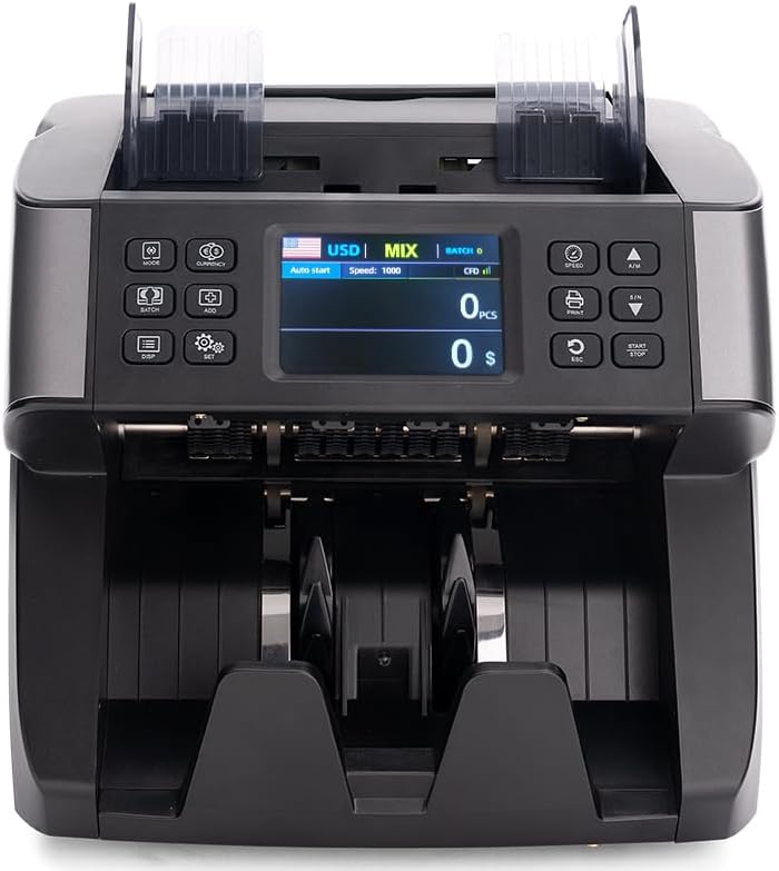 Pro 5500 Money Counter Machine, Mixed Denominations, Professional Value Counting, Counterfeit Detector, Fast & Accurate Cash Counter with 2 Year Warranty