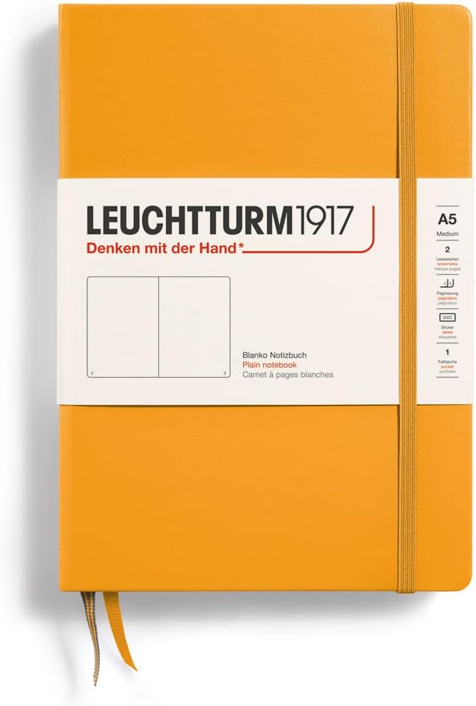 LEUCHTTURM1917 - Notebook Hardcover Medium A5-251 Numbered Pages for Writing and Journaling (Rising Sun, Plain)