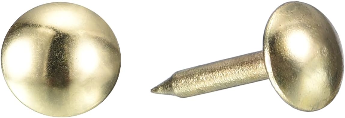 uxcell Upholstery Tacks Nail Pins Furniture, 500Pcs 6.4x13mm Thumb Tack Pins Assortment Kit Carbon Steel for Home Sofa DIY Decorative Nail Heads Nails, Gold