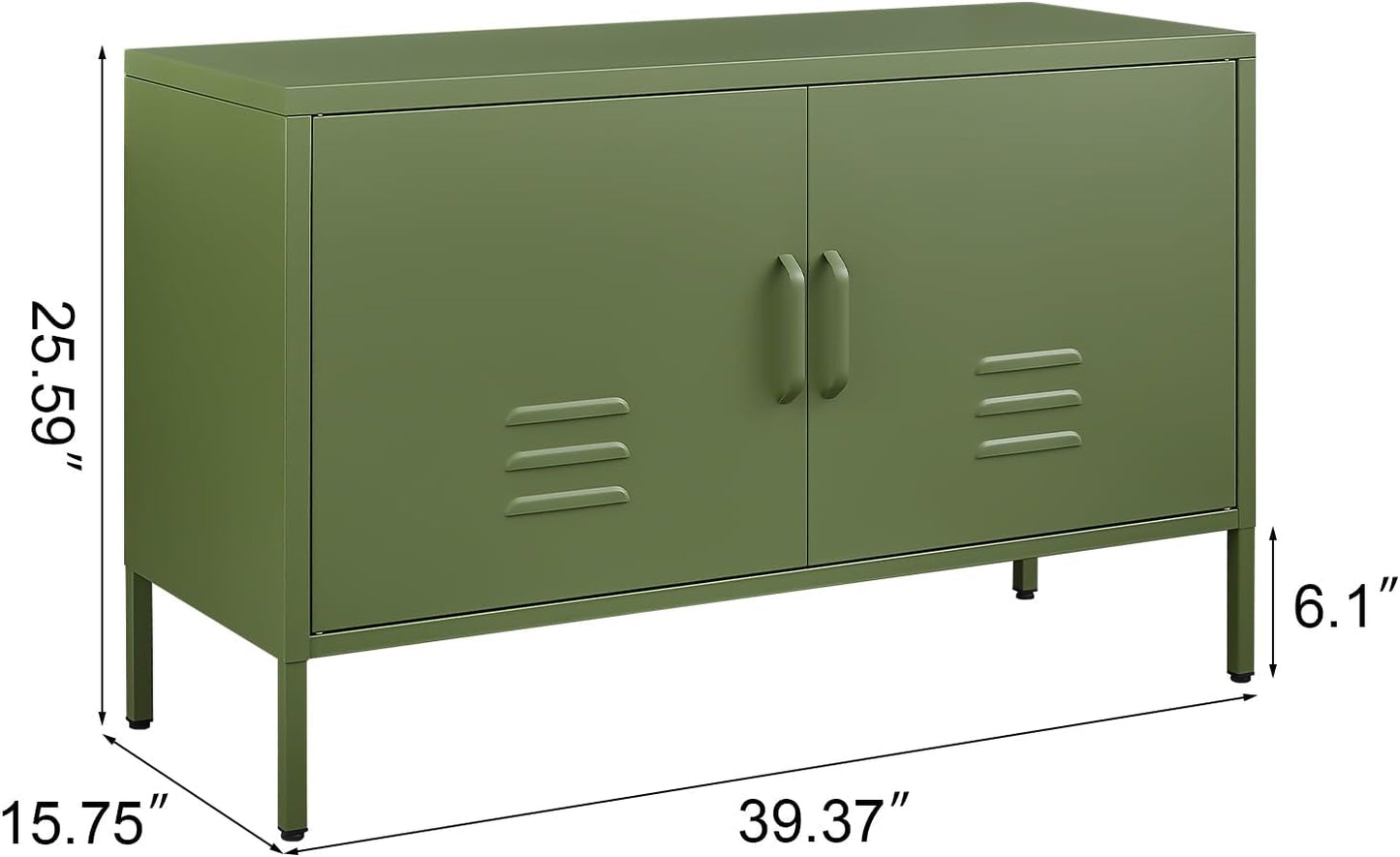 TV Stand with Storage,Metal Cabinet with Doors,TV Console with Storage with Adjustable Shelf,Morden TV Cabinet for Bedroom,Living Room,Avocado Green