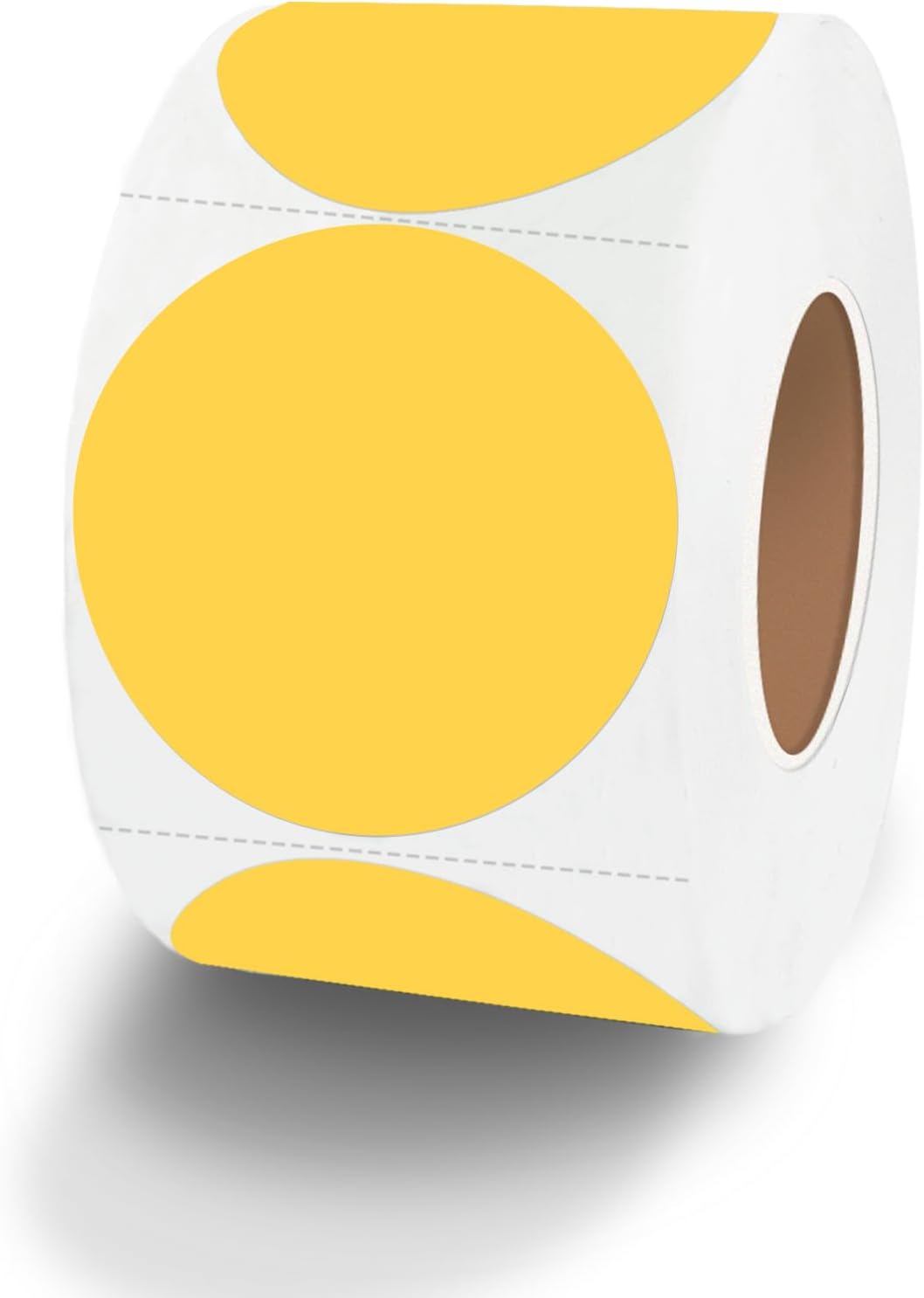 Yellow Round Thermal Sticker Labels - 1.5 Inch, Self-Adhesive, Multi-Purpose with Perforation Line (500 Labels, 1 Roll)