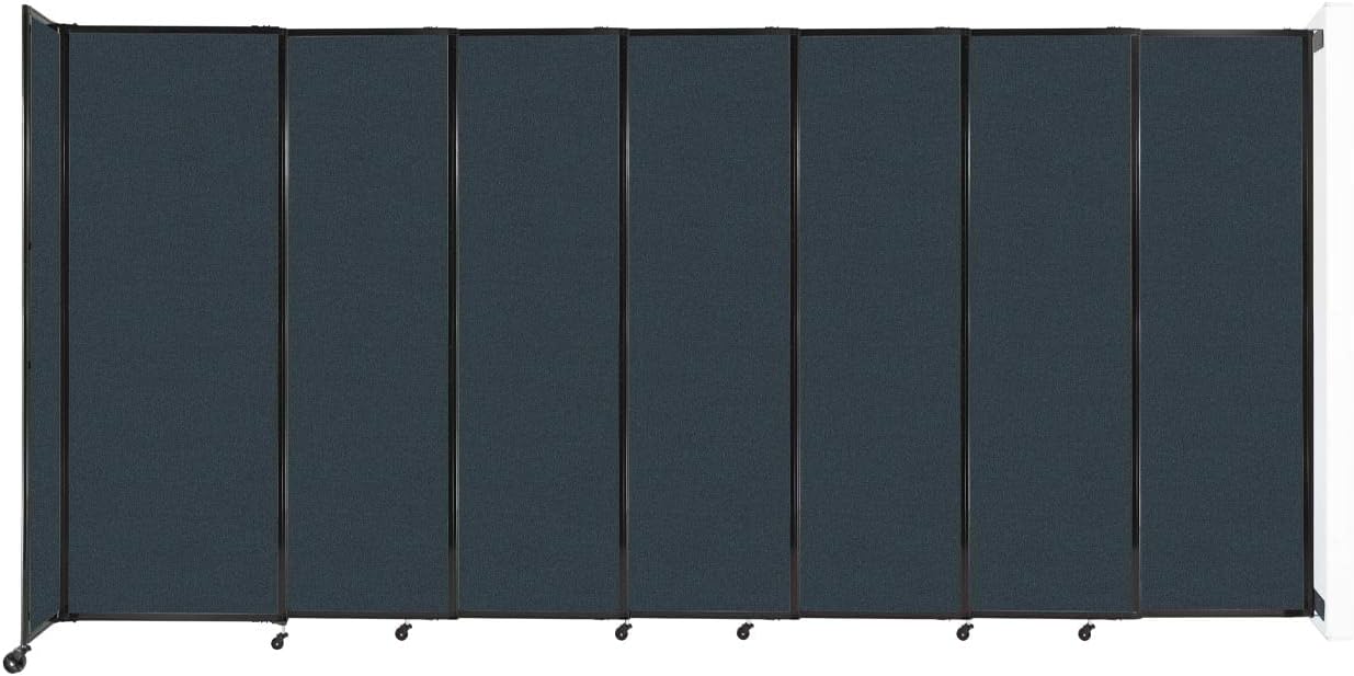 Wall-Mounted Sliding StraightWall Room Divider | Adjustable Widths | Locking Wheels | Room Separator | Up to 15'6" Wide x 7'6" Tall Blue Spruce Fabric Panels