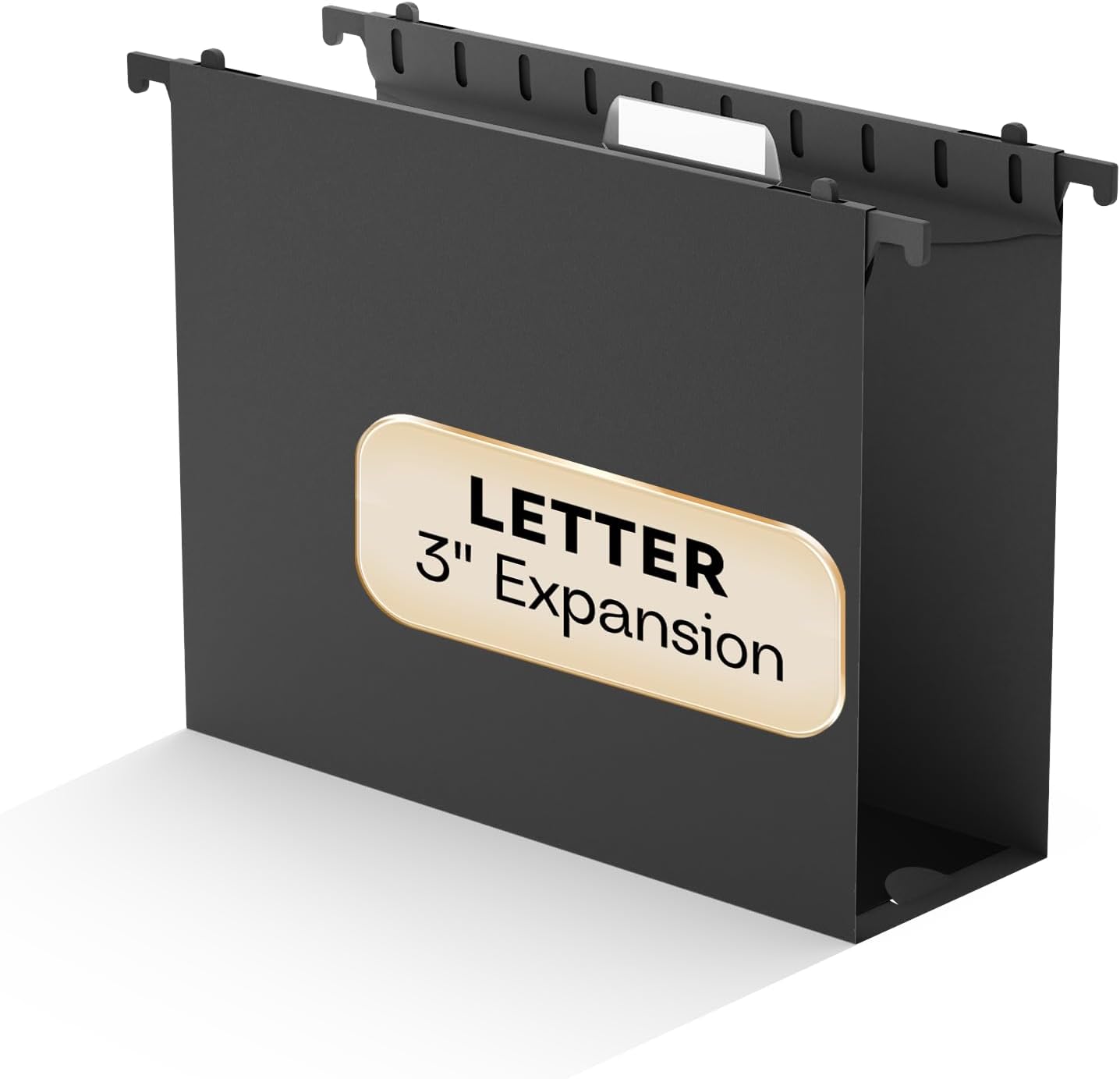 Plastic Hanging File Folder Letter Size,Heavy Duty 3“Expanding Reinforced Black Large Hanging Folders,Insert Gasket,Adjustable Tabs,Filing Cabinet Folder for Office/School/Home,12 Pack