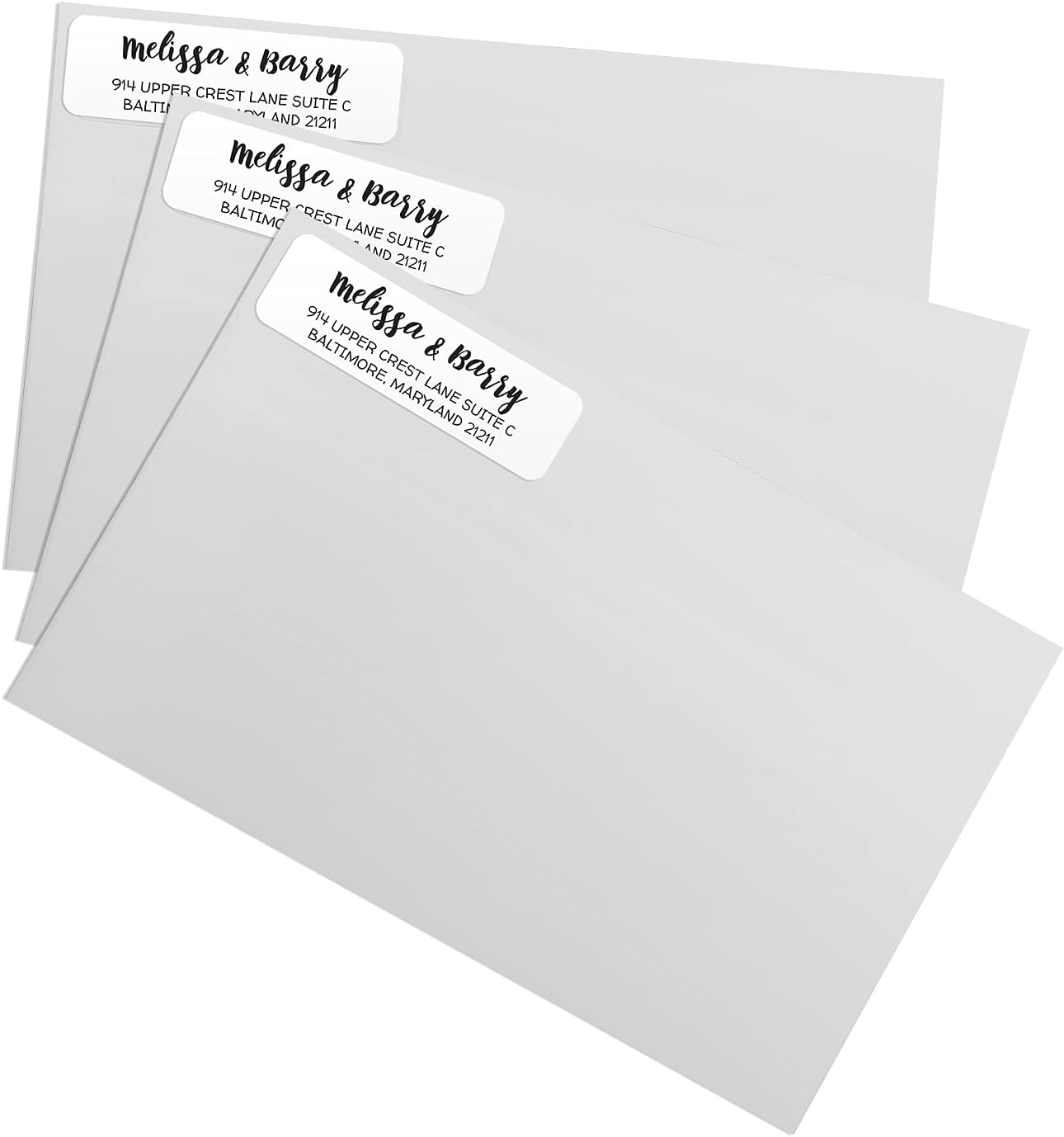 White Modern Rolled Address Labels/Roll of 250 Personalized Address Labels/Designer Return Address Stickers in Elegant Plastic Dispenser