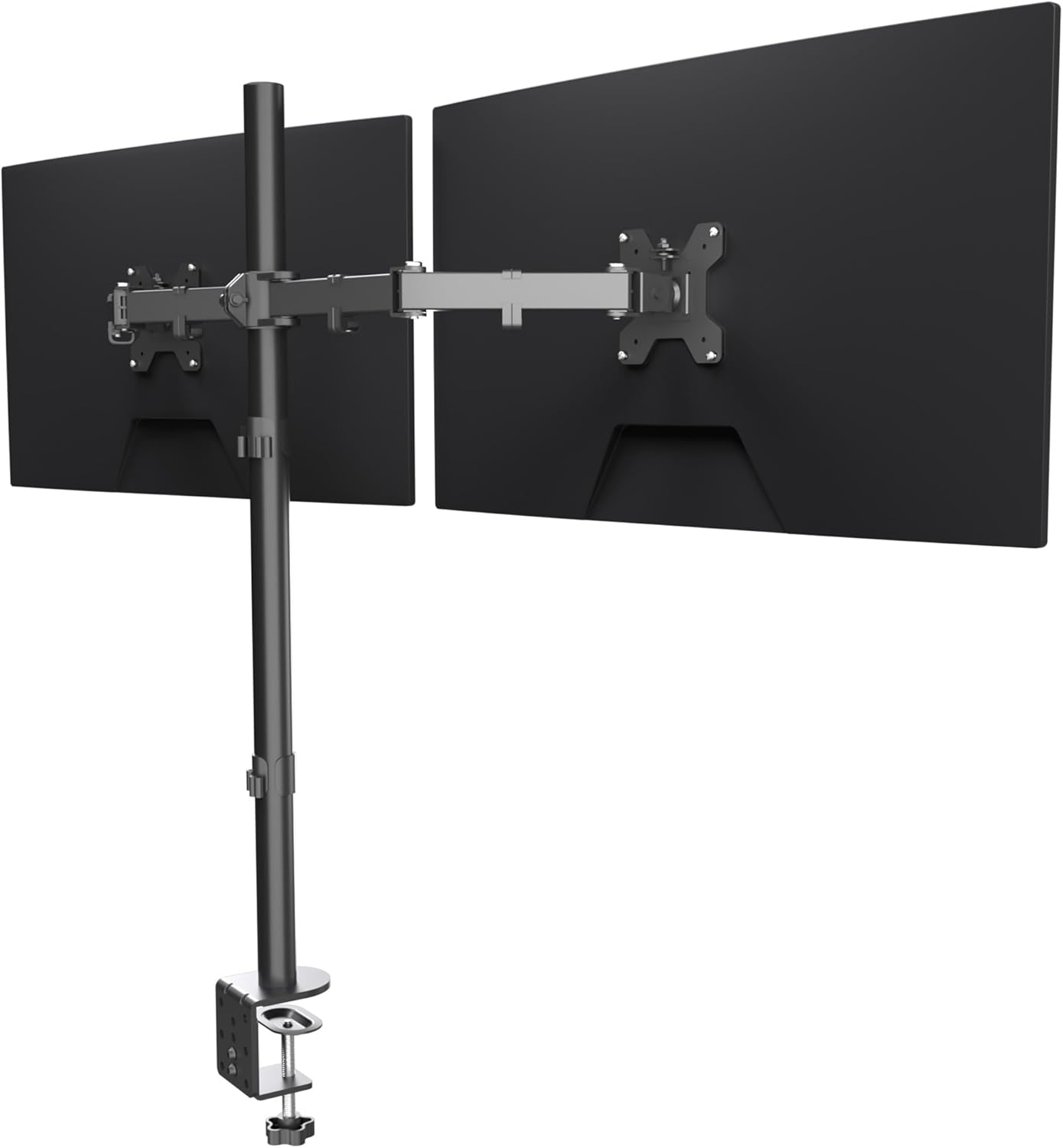 Suptek Dual Monitor Desk Mount, Adjustable Dual Monitor Arm for 2 Computer Screens up to 27 inch, Extra Tall 31.5" Pole Dual Monitor Stand for Desk, Holds up to 22 lbs(MD6842)