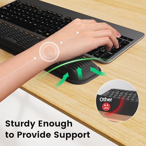 MEKASS Ergonomic Wrist Rest for Keyboard and Mouse, Soft Memory Foam Keyboard Wrist Rest Set with Non-Slip Silicone Base, Easy Typing, Pain Relief, Comfort for Office, Work, Gaming (Saffron)