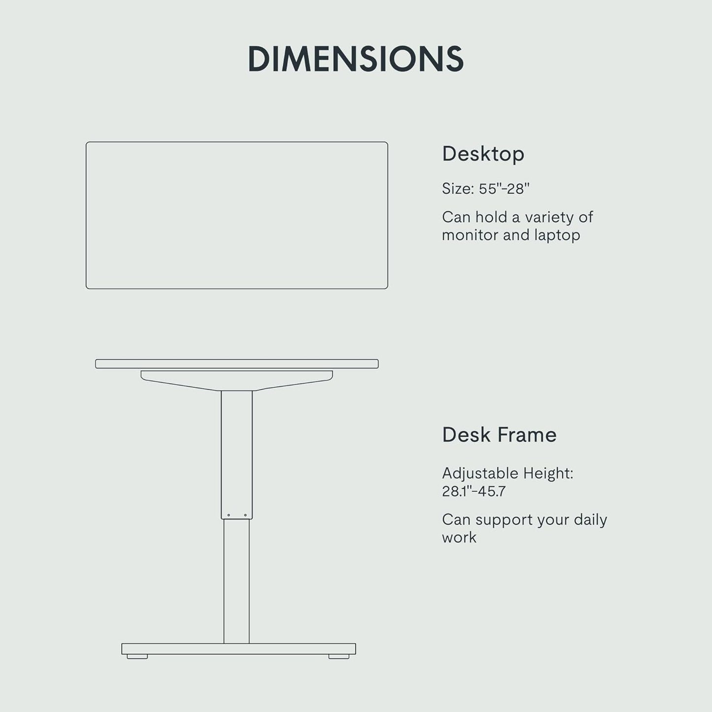 FLEXISPOT EN1 Whole-Piece Standing Desk 55x28 Electric Height Adjustable Desk for Home Office and Computer Workstation (Black Frame + 55" Maple Top, 2 Packages)