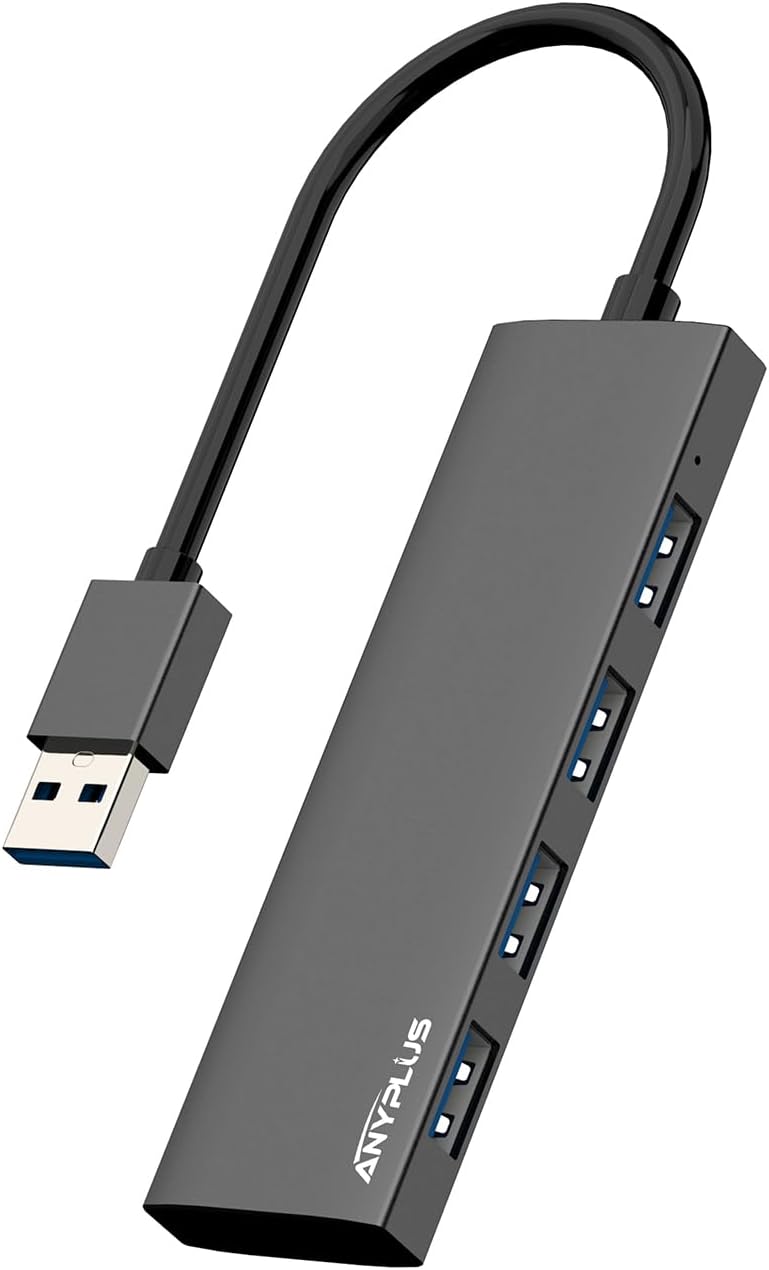 USB Hub, USB 3.0 Hub Aluminum Alloy Ultra Slim USB Splitter, Portable 4 Port USB Extender, USB Hub for Laptop, PC, MacBook, iMac, Surface Pro, Mac Pro, Flash Drive, XPS 【Black】