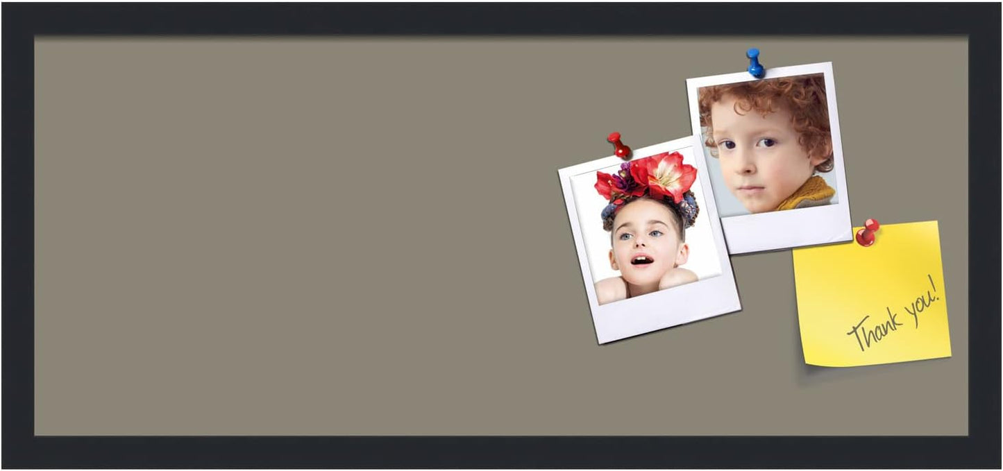 PinPix 28x12 Inch Cork Bulletin Board. This Decorative Framed Pin Board Comes with Pewter Design and a Satin Black Frame. Ideal for Home Office Decor or Message Board (PinPix-1812)