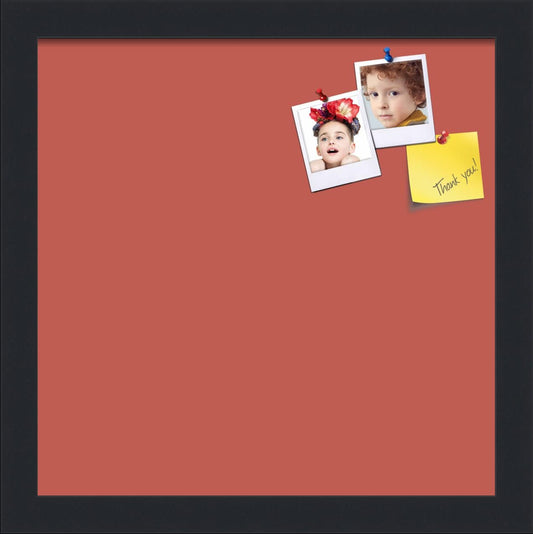 PinPix 12x12 Inch Cork Bulletin Board. This Decorative Framed Pin Board Comes with Crimson Pastel Design and a Satin Black Frame. Ideal for Home Office Decor or Message Board (PinPix-1807)