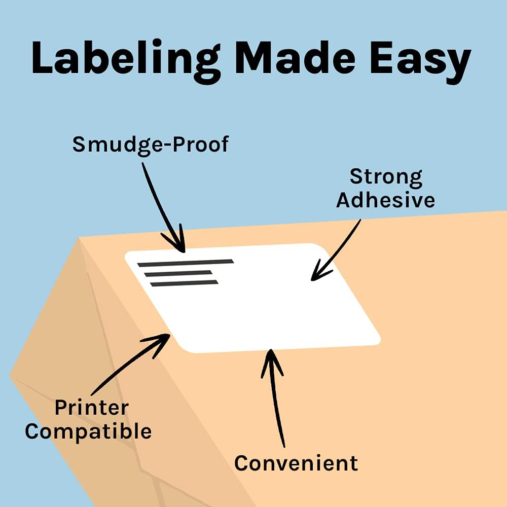 Premium Label Supply White Sticker Address Labels – 2" x 4" – Laser/Inkjet Compatible – (10 per Sheet), 100 Sheets – 1,000 Total Adhesive Labels