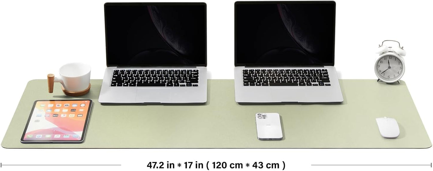 Large Desk Mat - 47.2"x 17" Non-Slip PU Desk Pad for Office and Home - Ideal for Large Mouse Pad and Desk Mats on Top of Desks(Light Green)
