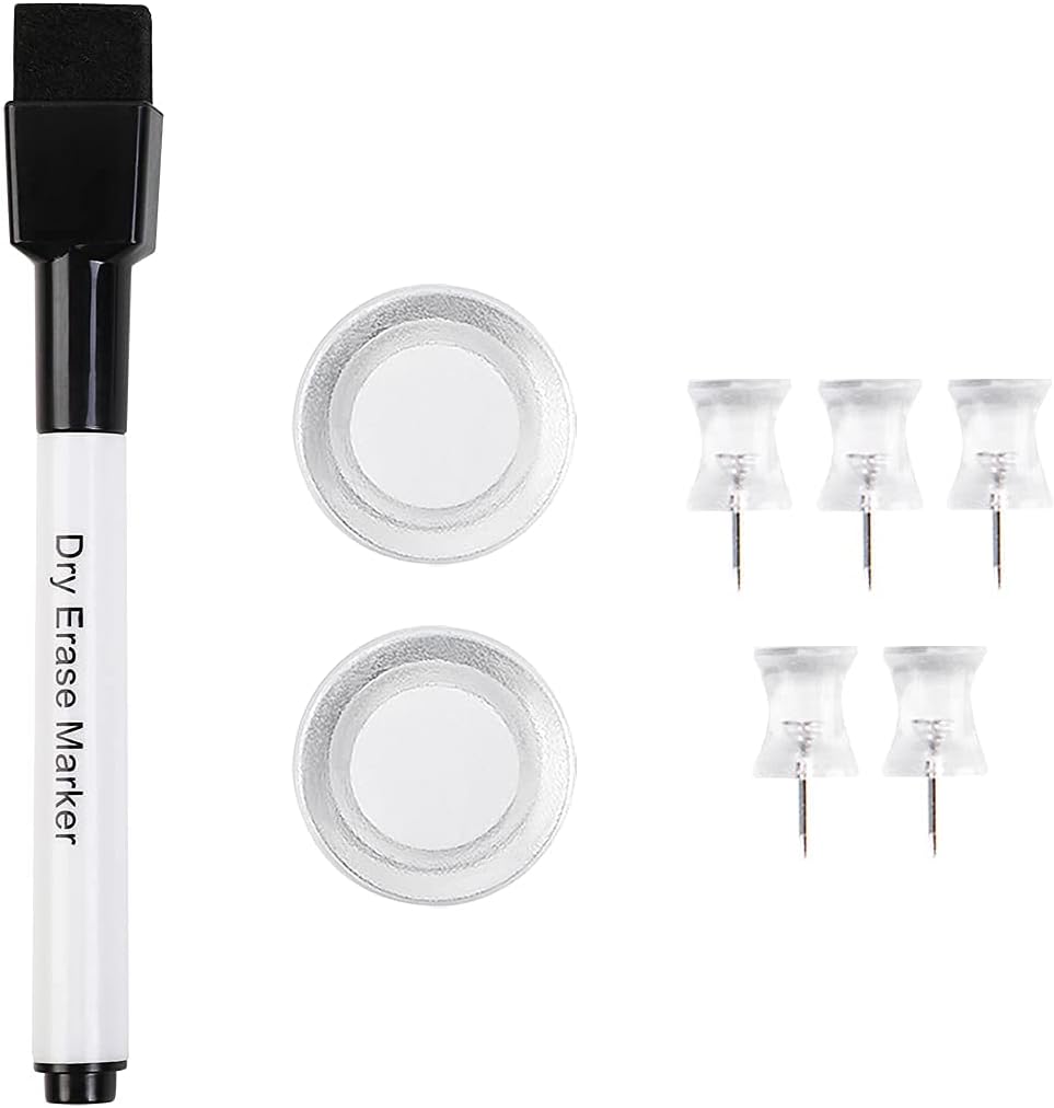 VUSIGN Monthly Calendar Whiteboard Dry Erase Cork Board Combo, 18" x 24" Planning Board, Silver Aluminium Frame