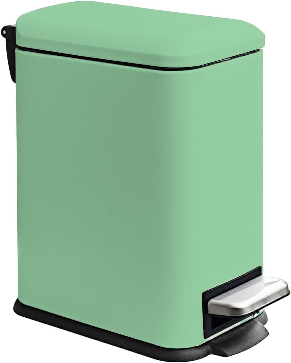 JM.YIPENG Bathroom Rubbish Bin, 5 Litre Cosmetic Bin, Small Waste Bin with Soft Close Lid, Bathroom Bin for Toilet, Bathroom, Bedroom, Living Room, Green