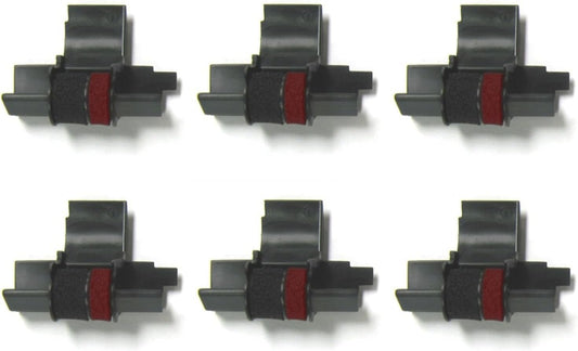 (6 Pack) COMPUMATIC Compatible/Replacement Calculator Ink Roller, Black/Red IR-40T, for Casio HR-300RC HR-200RC HR-170RC HR-150RC HR-100RC HR-100TM HR-150TM and More