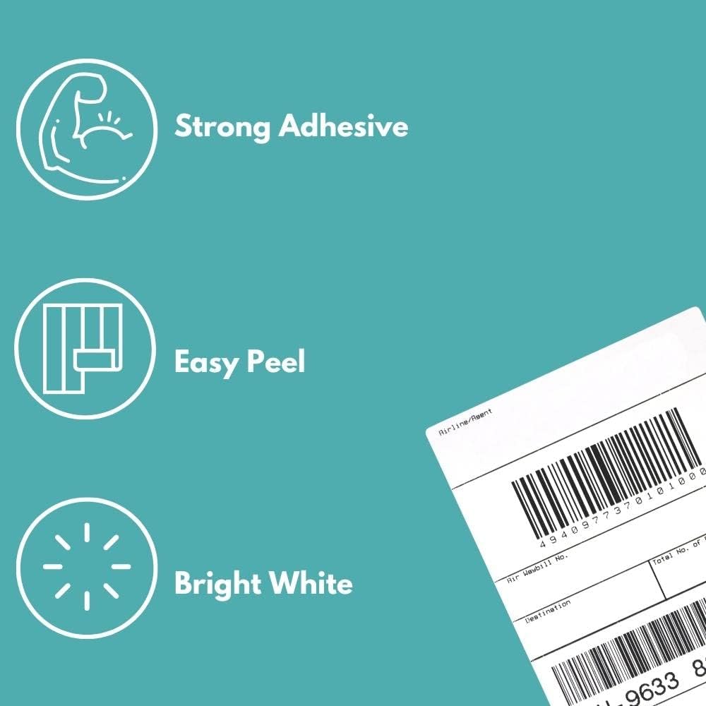 PSBM Thermal Transfer Labels, 3x2 Inch, 4 Rolls, 2875 Labels/Roll, 3 Inch Core, Perforated, Must Have Thermal Ribbon (Not Included)