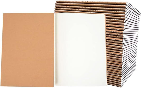 30 Pack A5 Blank Journal Notebook for Travelers, Student Gifts Office and School Supplies, Writing Journal Sketchbook Subject Notebooks Travel Journals Bulk, Kraft Paper, 80 Pages, 40 Sheets, 8.3x5.5