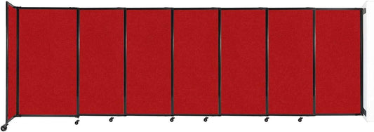 Wall-Mounted Sliding StraightWall Room Divider | Adjustable Widths | Locking Wheels | Room Separator | Up to 15'6" Wide x 5' Tall Red Fabric Panels