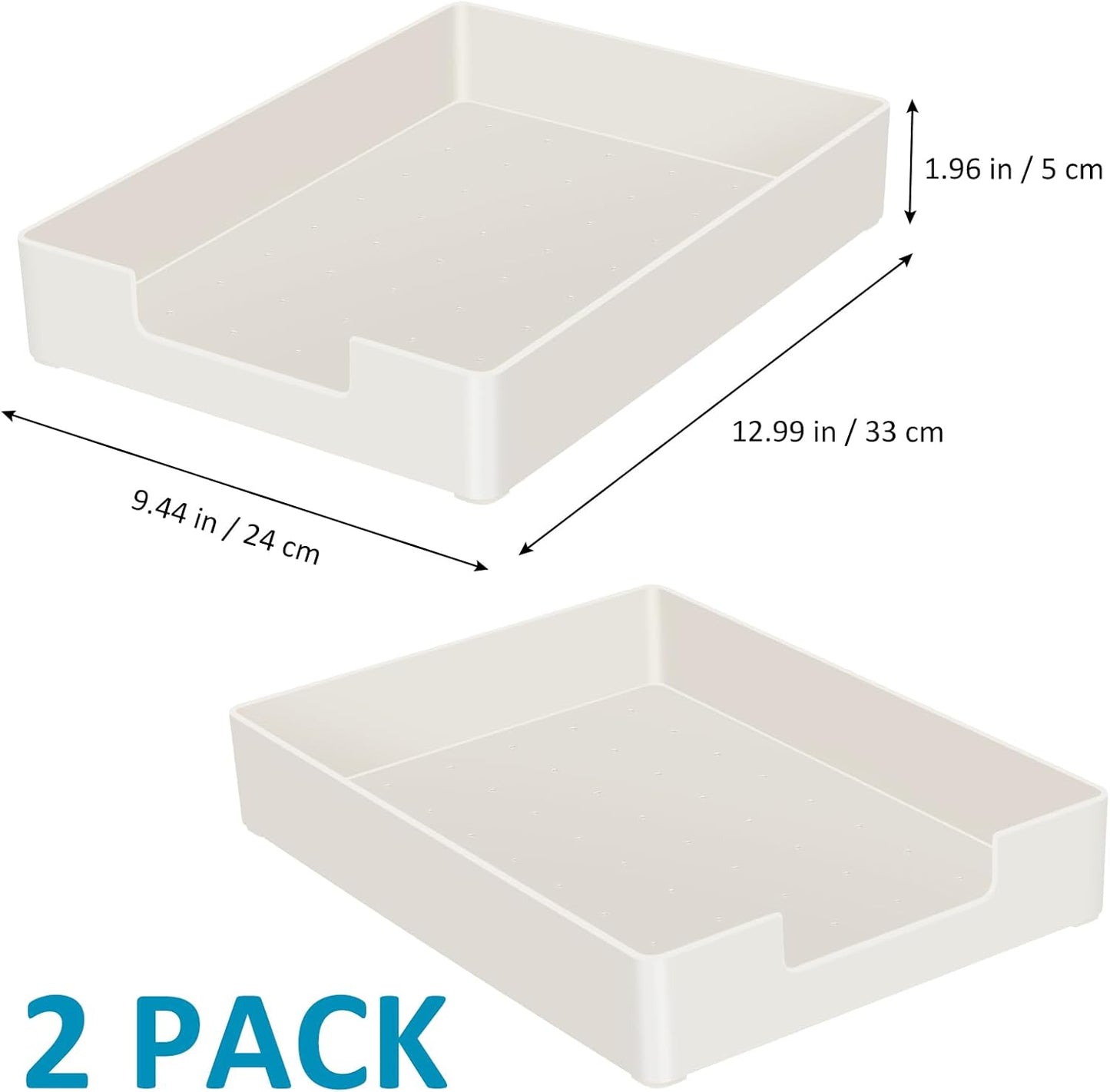 Letter Tray/Paper Tray Organizer for Desk/Stackable Letter Tray Paper Holder File Organizer for Office Supplies School Home Desk Accessories (White) 2Pcs