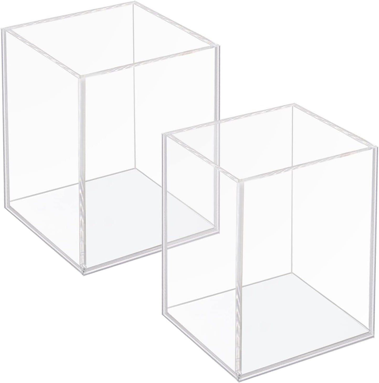 2 Pack Acrylic Pen Pencil Holder, Clear Makeup Brush Holder Cup Storage Office Desktop Desk Table Stationery Organizer