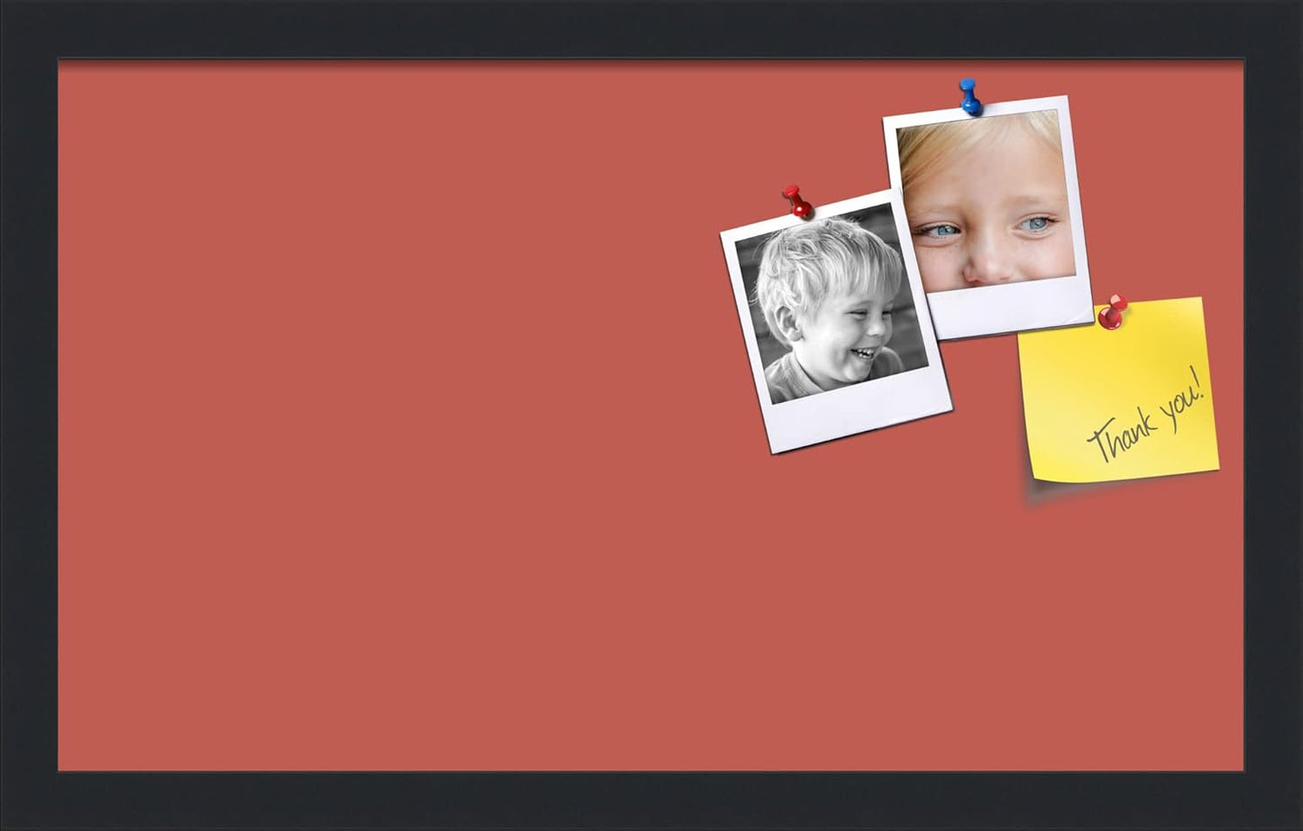 PinPix 20x12 Inch Cork Bulletin Board. This Decorative Framed Pin Board Comes with Crimson Pastel Design and a Satin Black Frame. Ideal for Home Office Decor or Message Board (PinPix-1807)