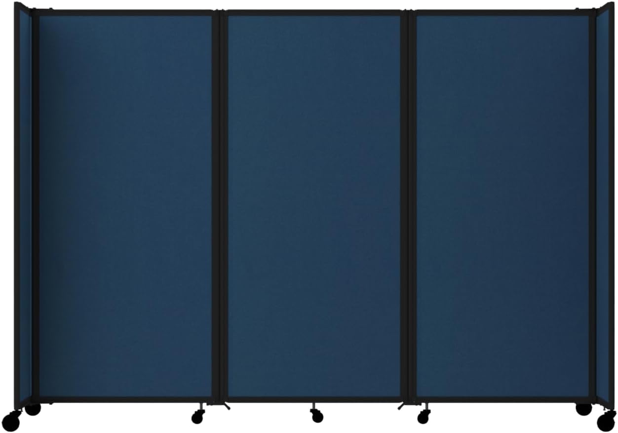 Versare Room Divider 360 Portable Wall Partition | Folding Panels | Large Freestanding Divider | Locking Wheels | Temporary Room Separator