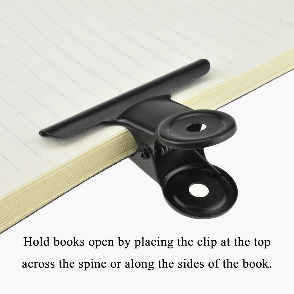 HAHIYO 2.5inch Black Bulldog Clips Metal File Hinge Binder Clips Clamps Save Space Strong Spring Jaws Rock Solid Grip Book Lay Flat Deburred Edge for Hang Photos Wall Grid Dog Food 9PCS