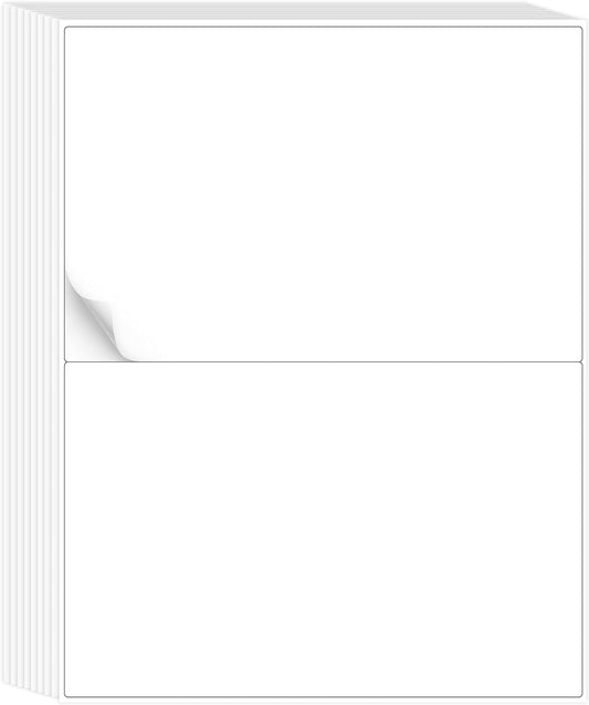 8.5" x 5.5" Address Labels, Half Sheet Shipping Labels, 25 Sheets Self Adhesive Mailing Labels for Laser & Inkjet Printers (50 Labels)