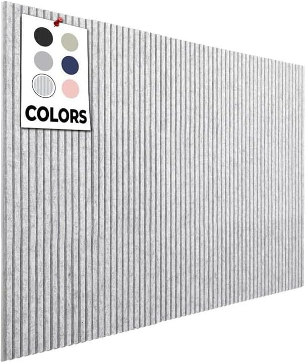 Office Cork Board, 59"x36" | 15 Pack | Felt Tiles for Wall, Tac Board, Large Felt Board, Wall Protector for Dart Board, (Gray Marble Slats)