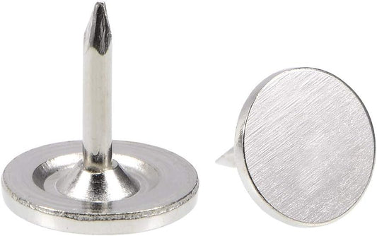 uxcell Upholstery Nails Tacks 9.5mmx10mm Flat Head Furniture Nails Pins Silver Tone for Furniture Sofa Headboards, 50 Pcs