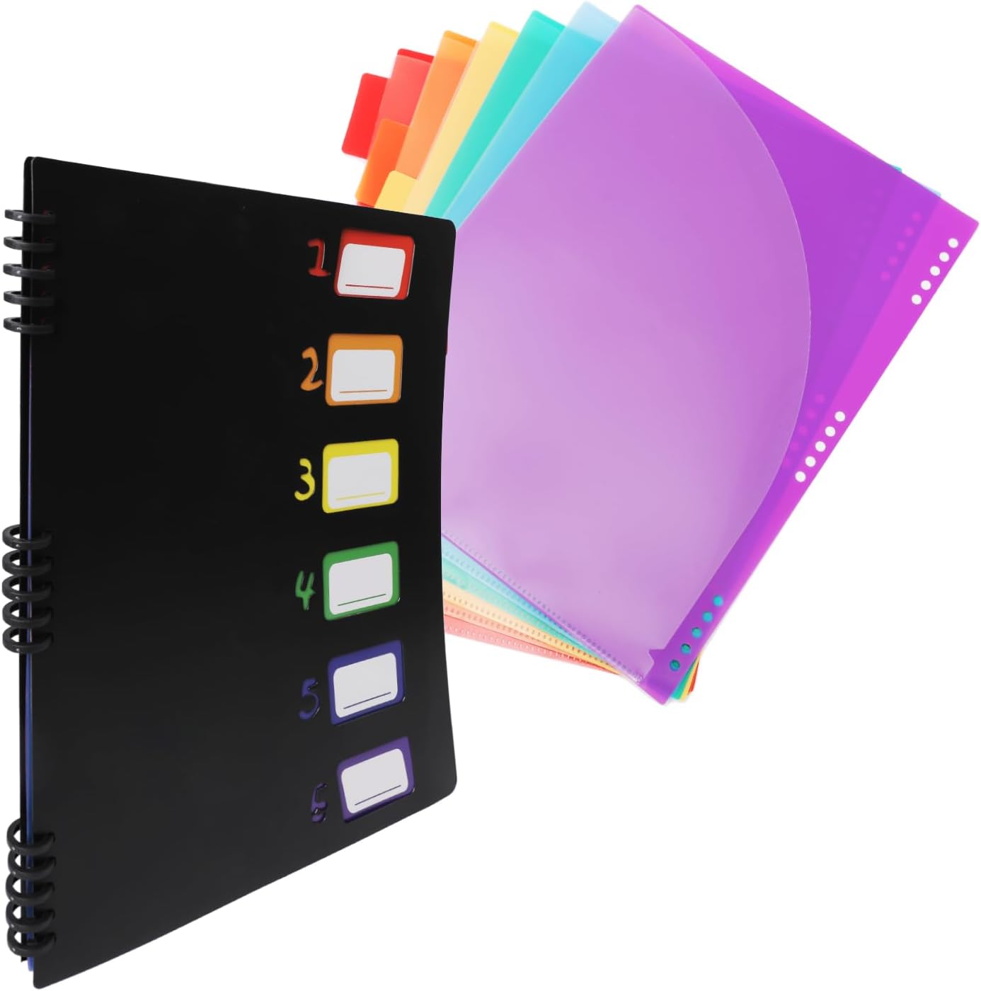 12-Pocket Expanding File Folder with Removable Pages, 6 Numbered Tabs, Colorful A4 Organizer for Office and School