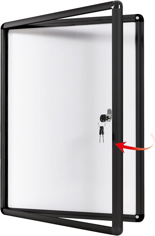 SWANCROWN Enclosed Bulletin Boards Magnetic Glass Covered Notice Information Cabinet with Aluminum Frame 38x28inch (9xA4)