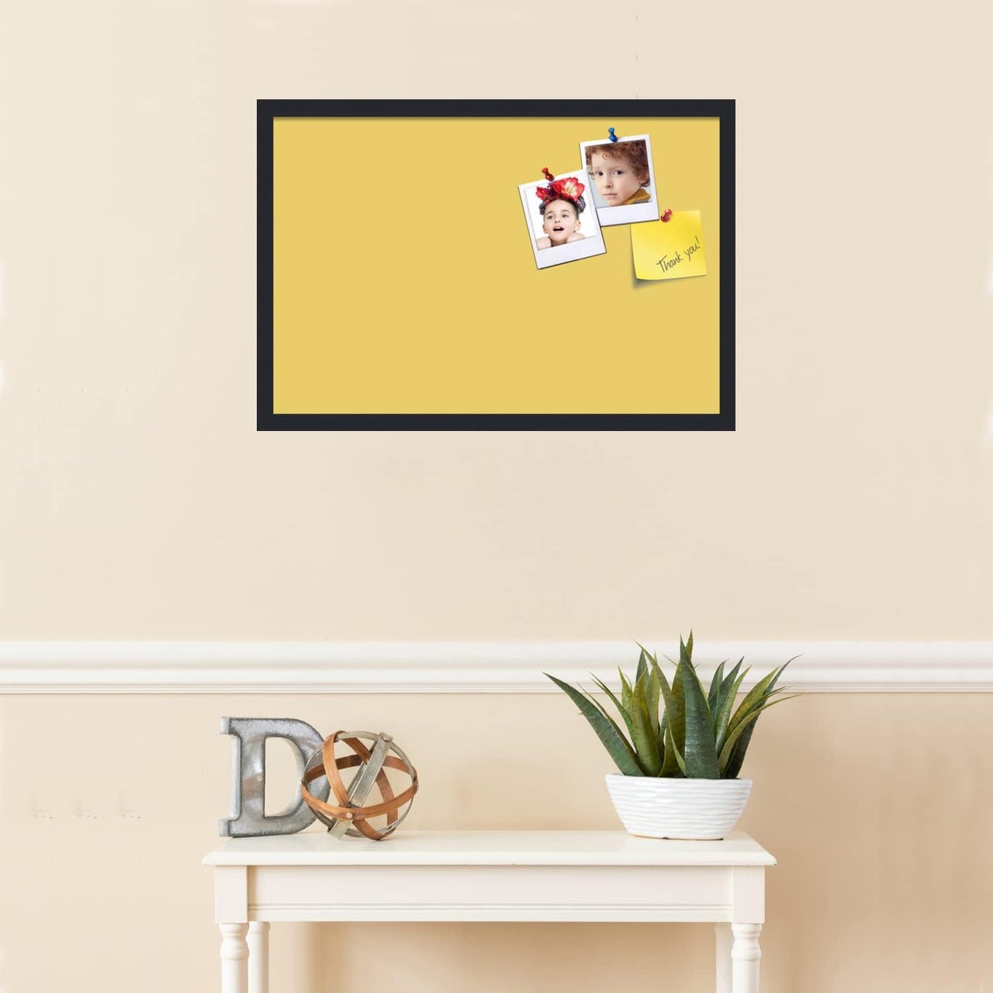 PinPix 27x18 Inch Cork Bulletin Board. This Decorative Framed Pin Board Comes with Honey Pastel Design and a Satin Black Frame. Ideal for Home Office Decor or Message Board (PinPix-1810)