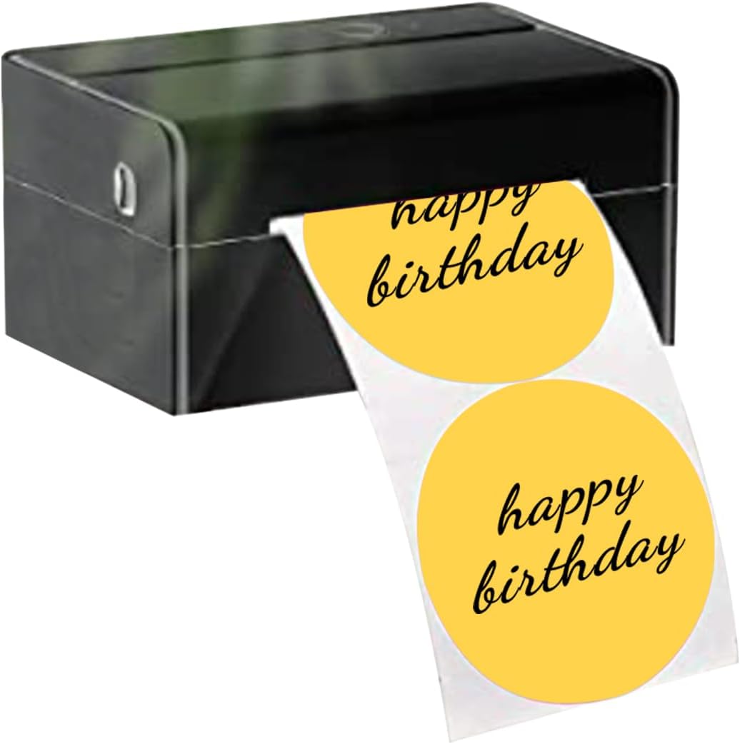 Yellow Round Thermal Sticker Labels - 1.5 Inch, Self-Adhesive, Multi-Purpose with Perforation Line (500 Labels, 1 Roll)