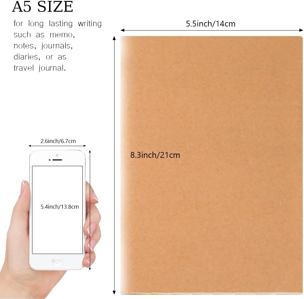 Bulk A5 Journal Notebook, Kraft Cover 60 Pages Lined Paper Journal for Traveler, Notes, Memo - Bulk Journals Sewn Brown Notebook for School Supplies, Office Supplie (line 60pages, 30pack)