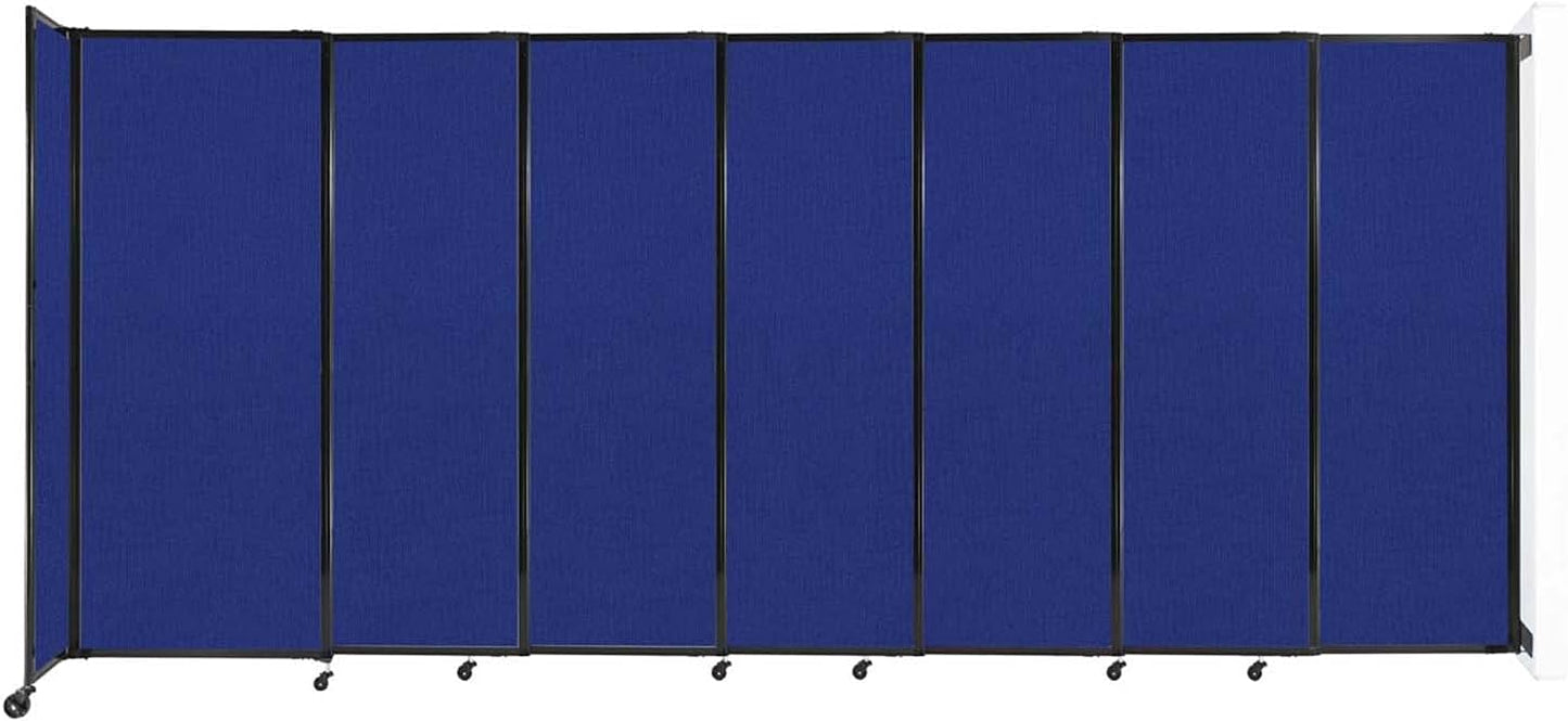 Wall-Mounted Sliding StraightWall Room Divider | Adjustable Widths | Locking Wheels | Room Separator | Up to 15'6" Wide x 6'10" Tall Royal Blue Fabric Panels