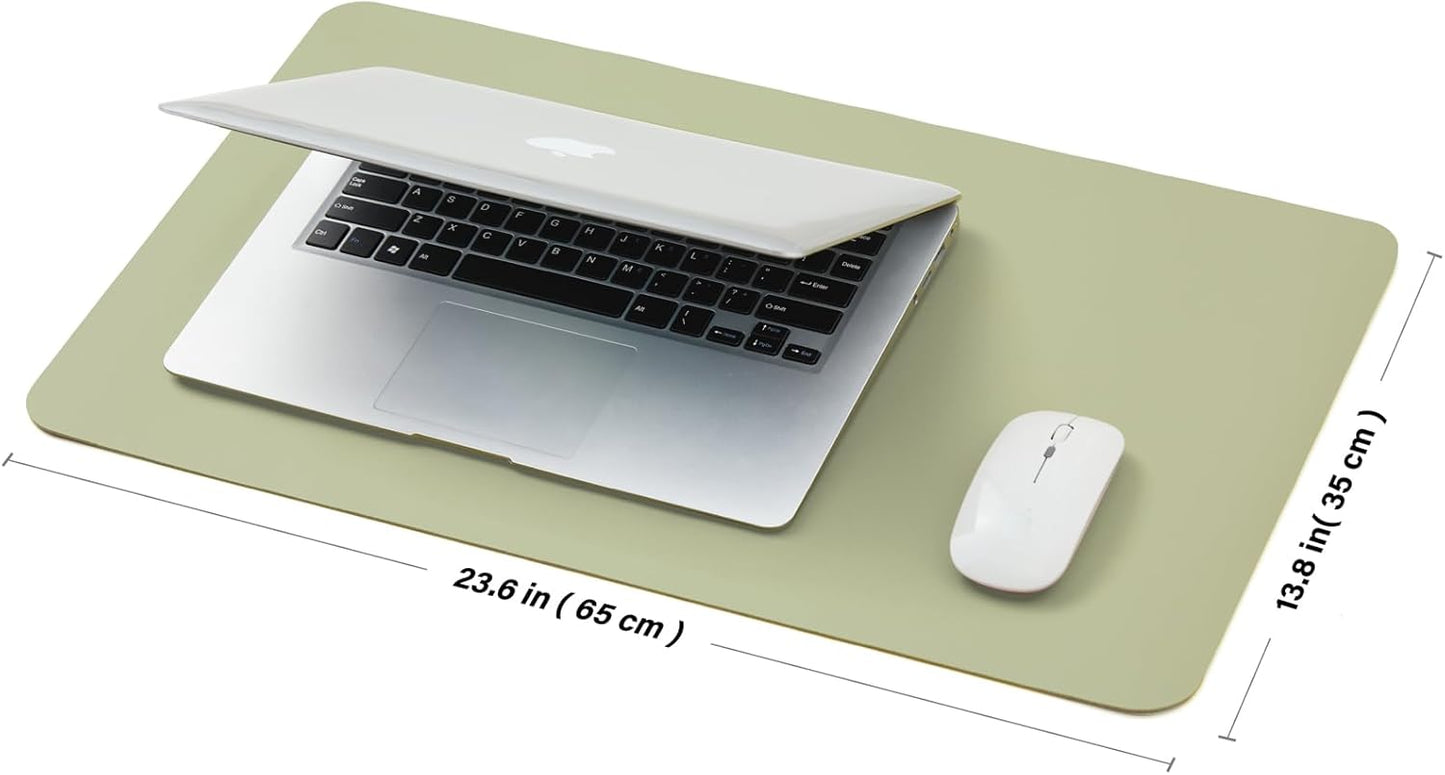 Leather Desk Mat - Small Non-Slip PU Desk Pad for Office and Home - Desk Organization and Accessories - Ideal for Large Mouse Pad and Small Desk Mats on Top of Desks (Light Green,23.6"x 13.8")