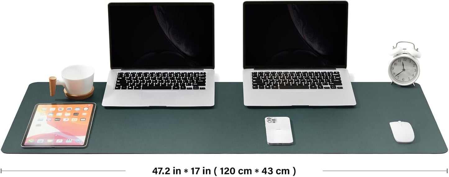 Large Desk Mat - 47.2"x 17" Non-Slip PU Desk Pad for Office and Home - Ideal for Large Mouse Pad and Desk Mats on Top of Desks(Dark Green)