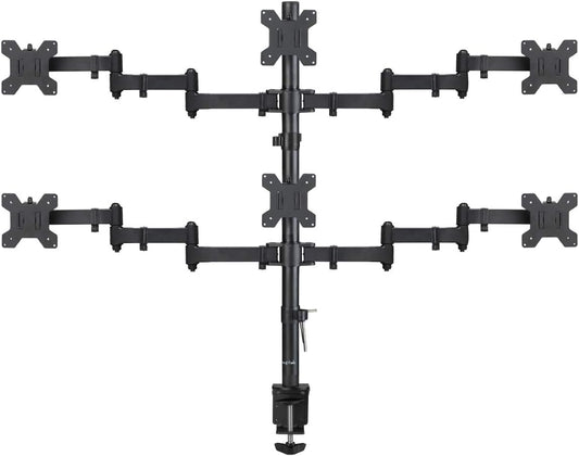 Suptek Hex LED LCD Monitor Stand up Desk Mount Extra Tall 31.5 inch Pole Heavy Duty Fully Adjustable Stand for 6 / Six Screens up to 27 inch (MD68126)