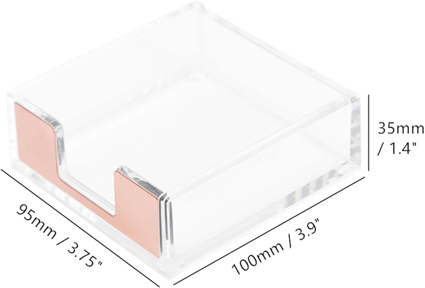 NatSumeBasics Rose Gold Sticky Note Holder Clear Post Note Holder Acrylic Memo Pad Holder Dispenser for Office Essentials Aesthetic Desk Accessories (Rose Gold)