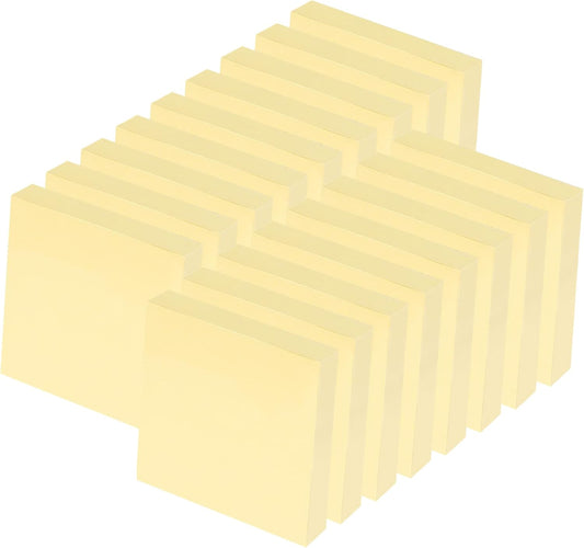 2400 pcs Yellow Sticky Note, 3 x 3 Yellow Note Pads, Strong Adhesive Sticky Notes, Self Sticky Notes for Home School Office Desk Accessories (24 Pads)