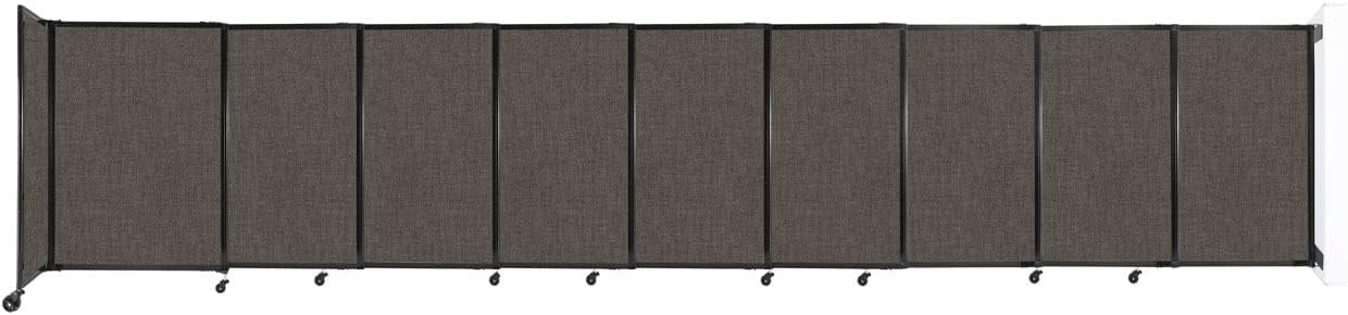 Wall-Mounted Sliding StraightWall Room Divider | Adjustable Widths | Locking Wheels | Room Separator | Up to 19'9" Wide x 4' Tall Mocha Fabric Panels