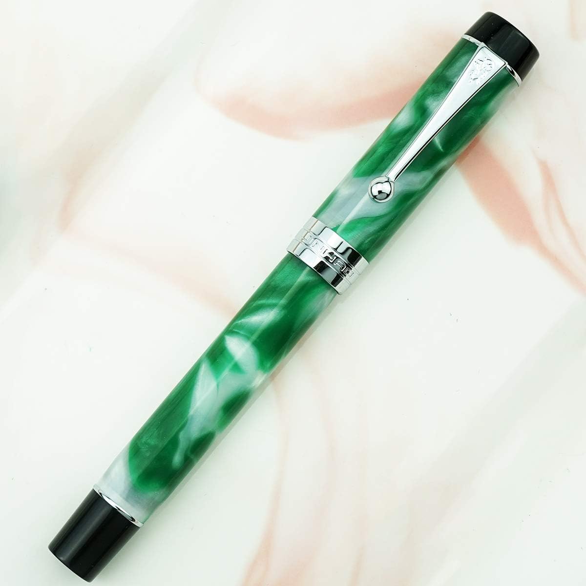 Jinhao 100 Fountain Pen Celluloid Classic Style, #6 Nib Smooth Writing Instrument with Refillable Converter and Pen Case Set