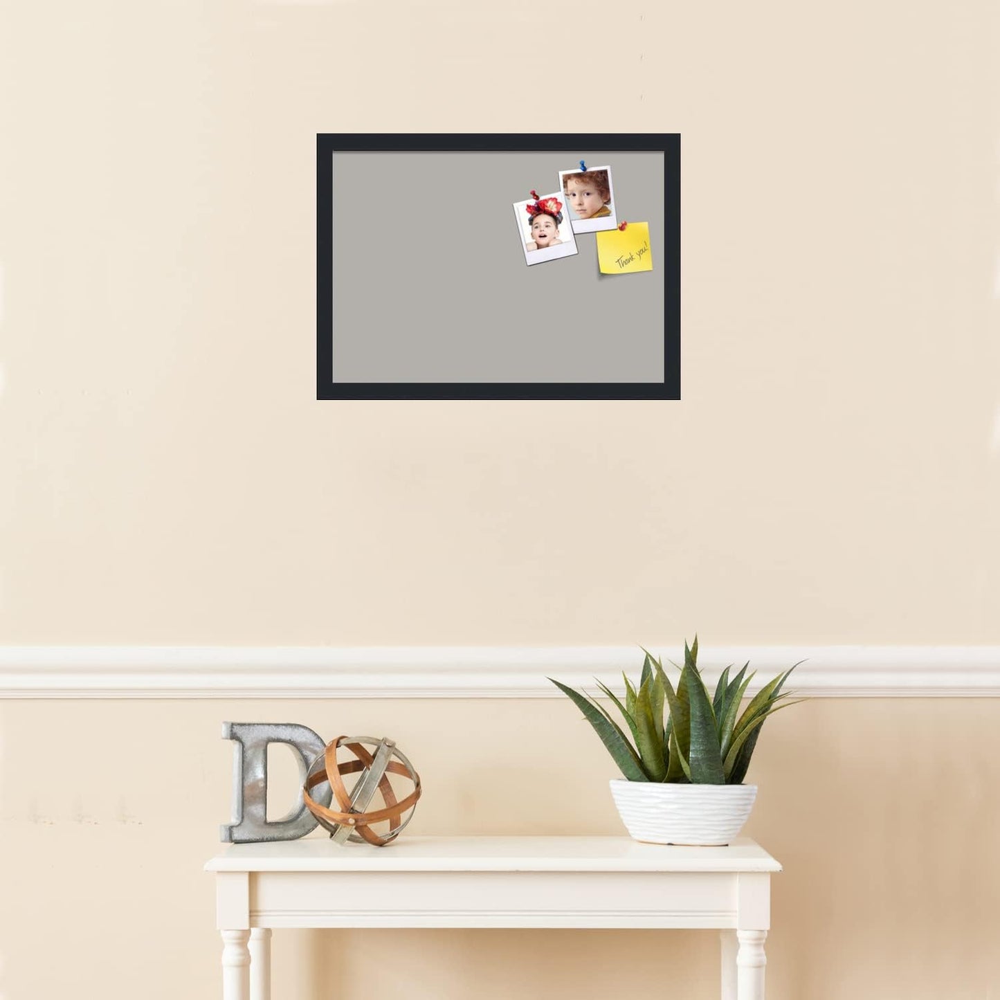PinPix 20x14 Inch Cork Bulletin Board. This Decorative Framed Pin Board Comes with Dark Stone Design and a Satin Black Frame. Ideal for Home Office Decor or Message Board (PinPix-1808)