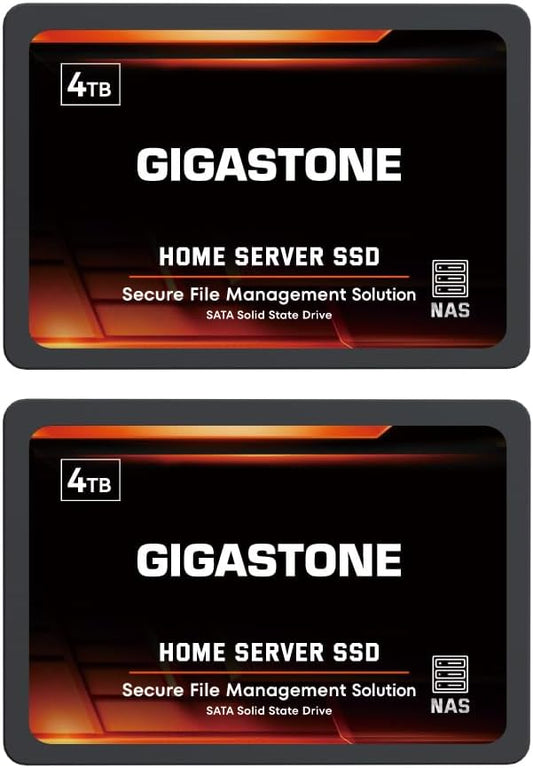 Gigastone Home Server SSD 4TB NAS SSD Drive Cache (2-Pack) 24/7 Durable High Endurance Personal Cloud Data Sync Network Attached Storage RAID 3D NAND 2.5" SATA Internal Solid State Hard Drives