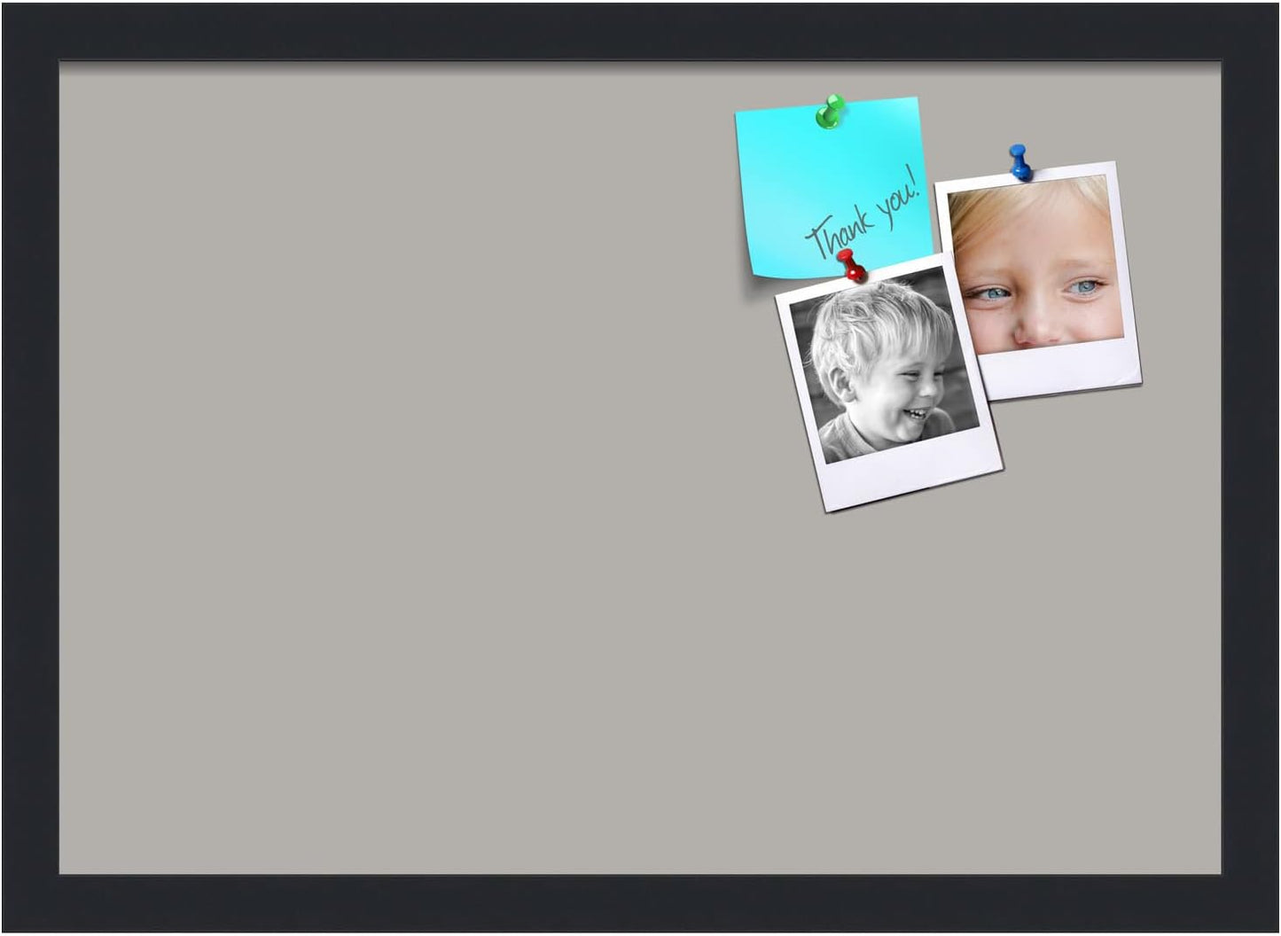 PinPix 20x14 Inch Cork Bulletin Board. This Decorative Framed Pin Board Comes with Dark Stone Design and a Satin Black Frame. Ideal for Home Office Decor or Message Board (PinPix-1808)