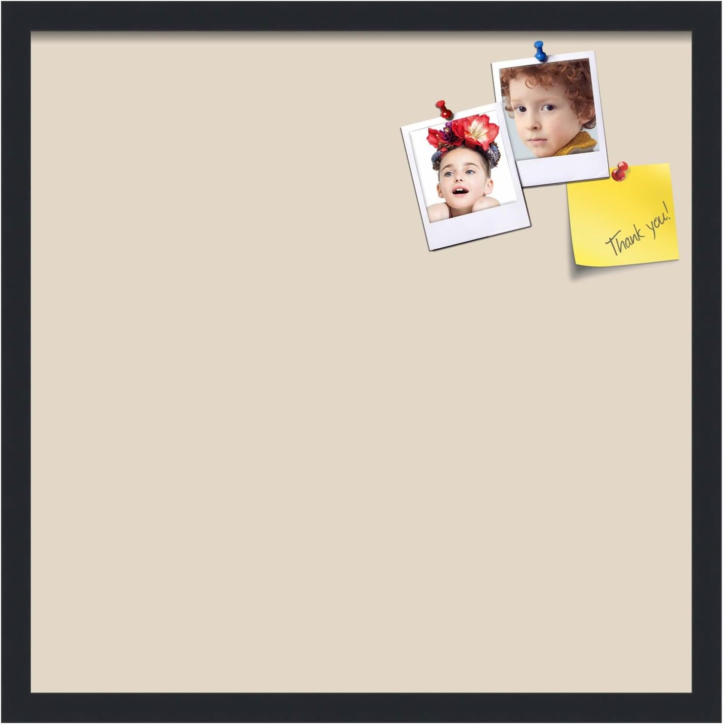 PinPix 22x22 Inch Cork Bulletin Board. This Decorative Framed Pin Board Comes with Desert Pastel Design and a Satin Black Frame. Ideal for Home Office Decor or Message Board (PinPix-1815)